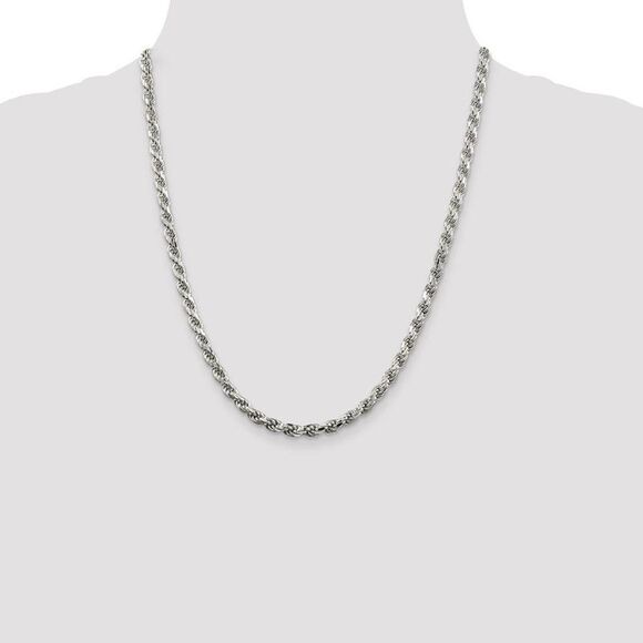 4.6mm, Sterling Silver Diamond Cut Solid Rope Chain Necklace, 22 Inch - Picture 2 of 8